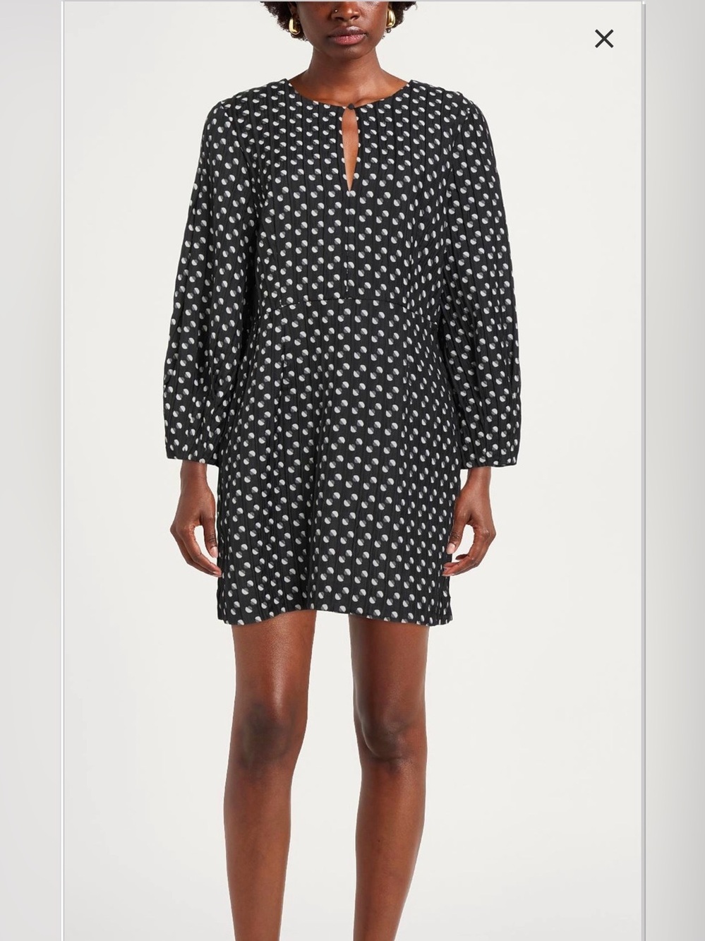 Baum und pferdgarten Polka Dot Long Sleeve A-line mini dress Black/White size 8